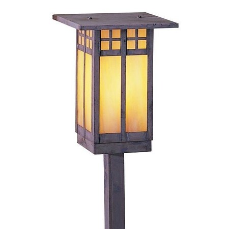 Arroyo Craftsman 6" Glasgow Long Body Stem Mount, Raw Copper, Almond Mica Glass GSP-6LAM-RC
